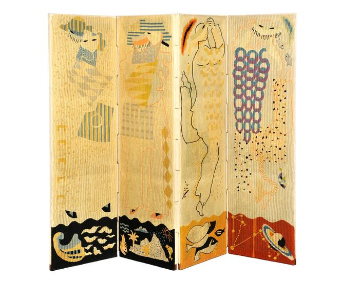 Un paravent réalisé avec son épouse d’alors, la brodeuse Marthe Hennebert, en 1925.