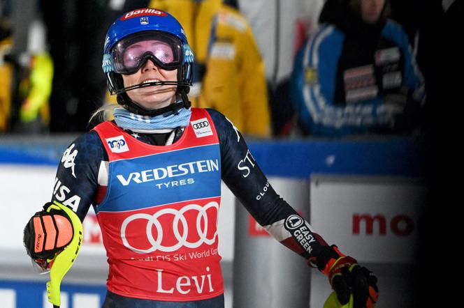 A americana Mikaela Shiffrin venceu o slalom em Levi (Finlândia), sábado, 16 de novembro de 2024.