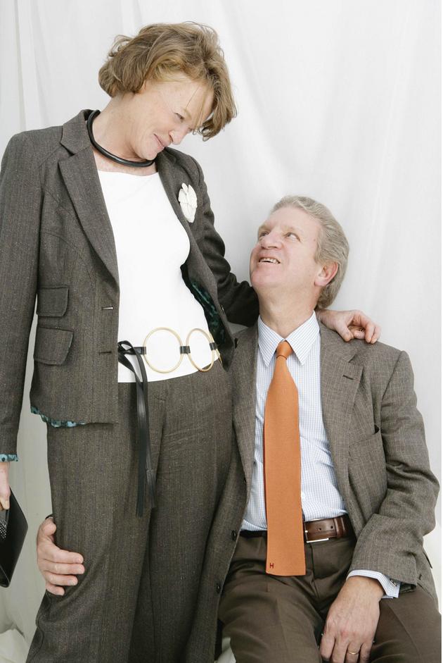 Aude de Thuin and her husband, Hubert Zieseniss, at the first edition of the Women's Forum for the Economy and Society in Deauville, November 13, 2005
