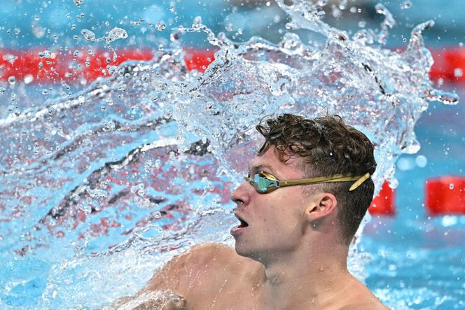 Léon Marchand, lors des JO, à Paris La Défense Arena, à Nanterre, le 31 juillet 2024.