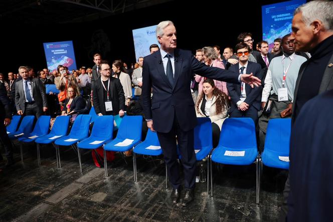Le premier ministre, Michel Barnier, au 106ᵉ congrès des maires et des présidents d’intercommunalité de France, à Paris, le 21 novembre 2024.