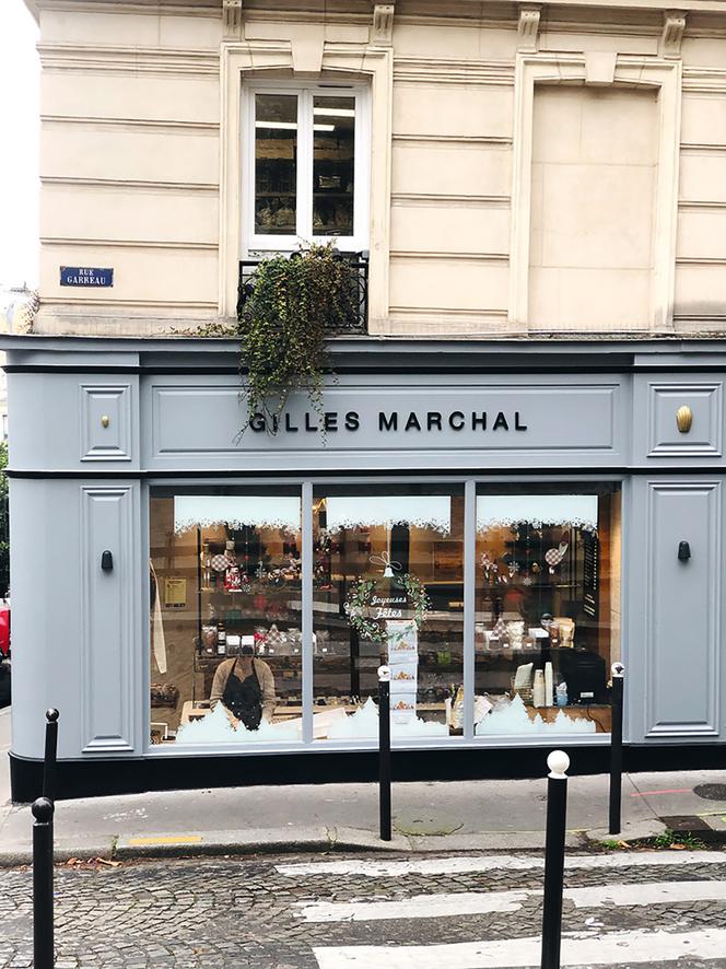 La devanture de la pâtisserie Gilles Marchal, dans le quartier de Montmartre, à Paris.