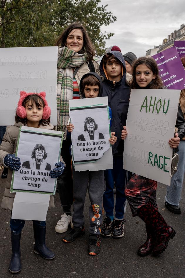 Laure Baeza, 44, civil servant, walks with her four children: "As a lifelong feminist, Mazan didn't change anything for me. But there was such an echo that it enabled me to talk more with the children about consent, about the cruelty and horror of violence."