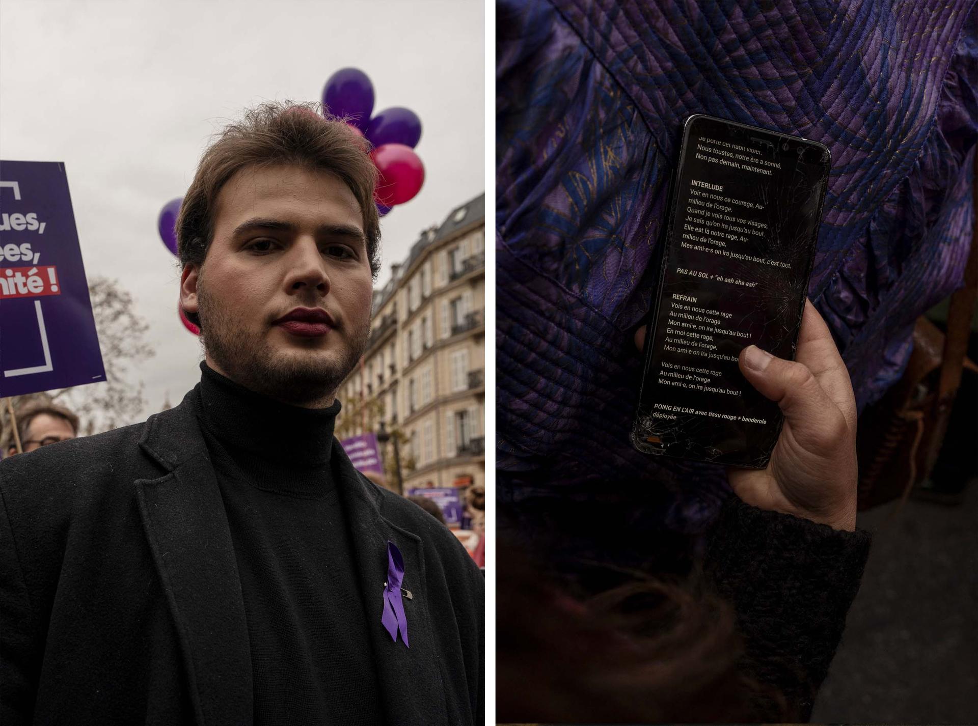 Etienne Cognet, 22, musician and activist: "It made me ask a lot of questions about my sexuality - I'm gay - and it made me think about chemsex. It turned my stomach. It's important that we're here and we need to support the #OurOhrage campaign."