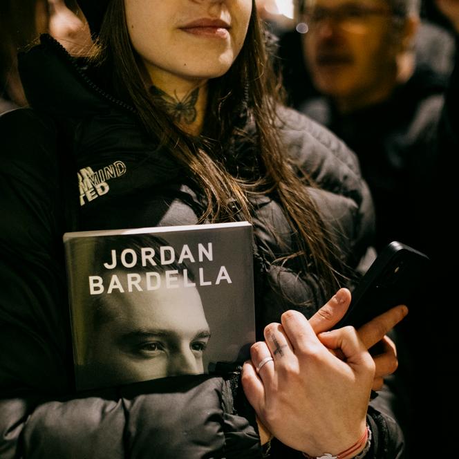 In line for a book signing by the far-right Rassemblement National party's president, Jordan Bardella, in southern France, November 22, 2024.