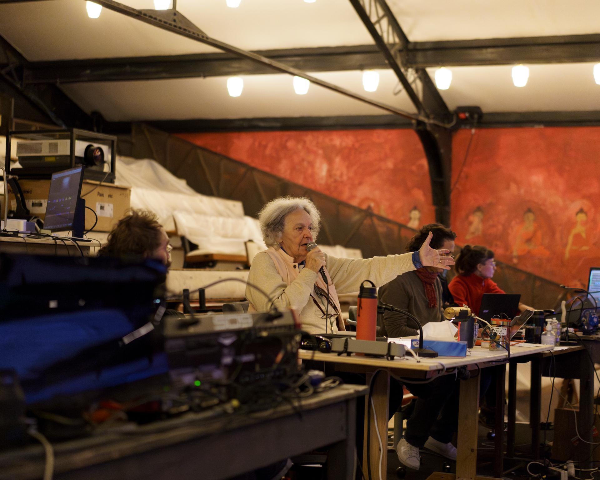 Ariane Mnouchkine, during rehearsals for her next play at the Théâtre du Soleil, Paris, October 23, 2024.