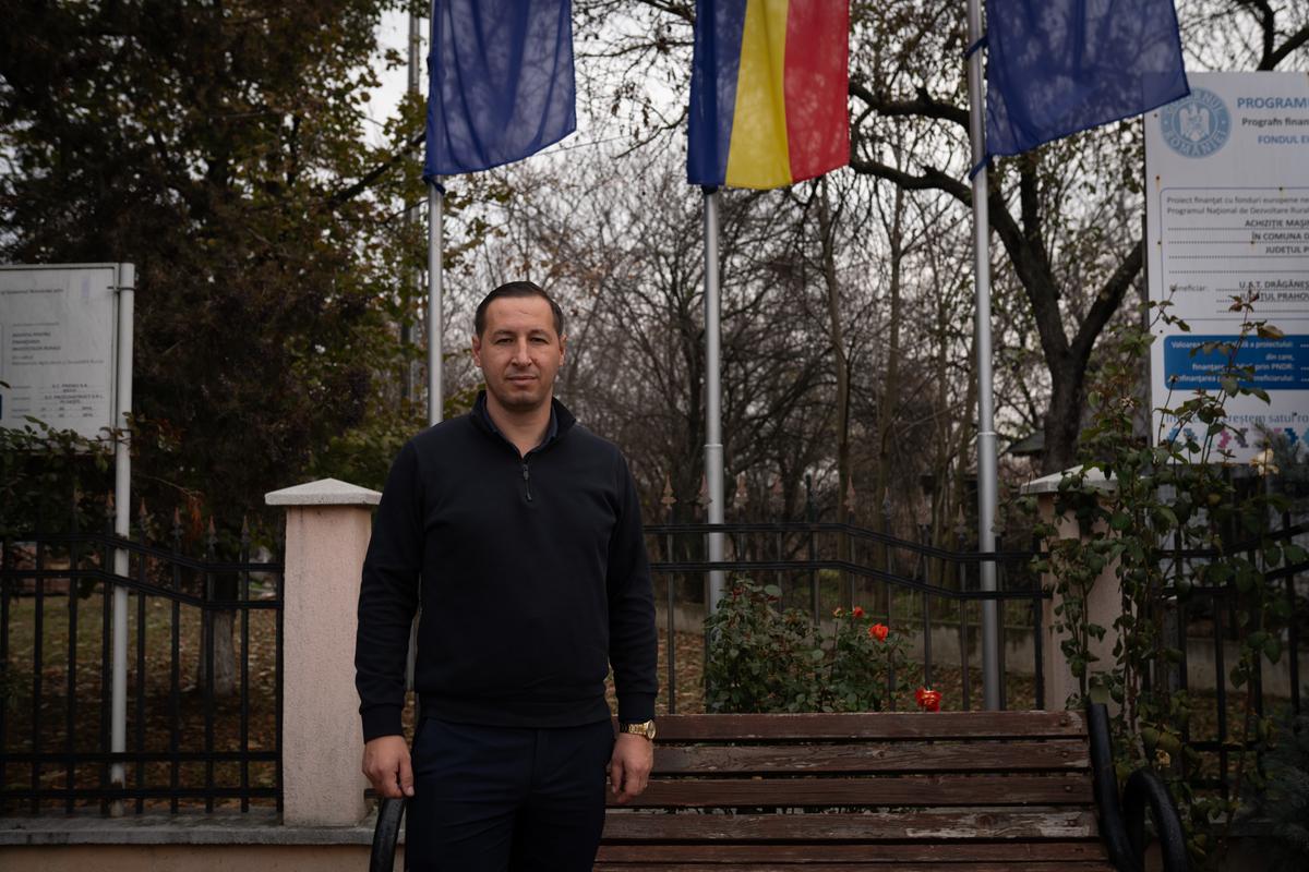 Ionut Toma, mayor of Draganesti (Romania), outside the town hall, November 28, 2024.