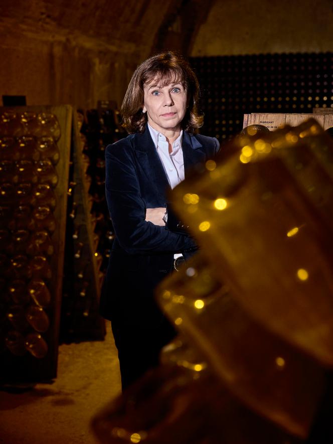 Nathalie Doucet dans les caves de Besserat de Bellefon, à Epernay (Marne) le 28 novembre 2024.