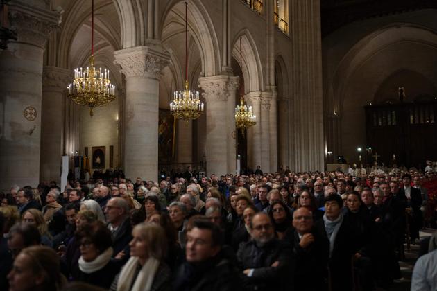 Guests attend a ceremony to mark the re-opening of Notre-Dame in central Paris on December 7, 2024. 