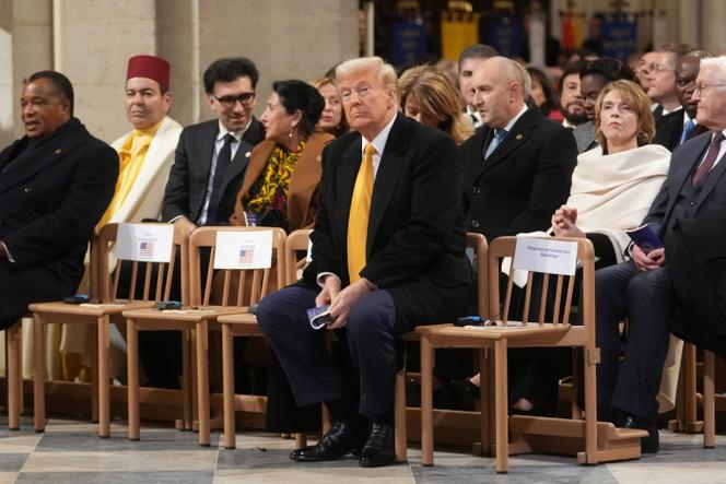 Donald Trump sits inside Notre-Dame de Paris Cathedral on December 7, 2024.