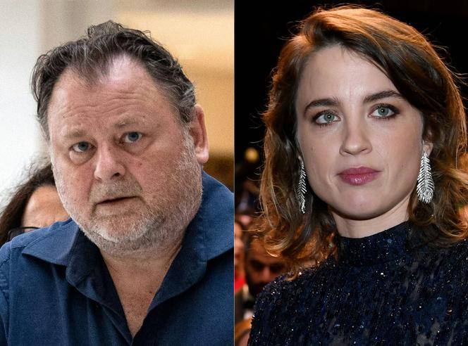 Le réalisateur Christophe Ruggia (à gauche), au Palais de justice de Paris, le 29 juin 2023, et l’actrice Adèle Haenel (à droite), lors de la 45ᵉ édition de la cérémonie des Césars, le 28 février 2020, à la salle Pleyel, à Paris.