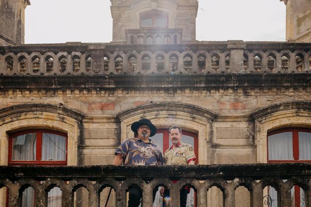 Brits David Carr and Lane Hunt on the terrace of their château in Monsempron-Libos, France, on September 16, 2024.