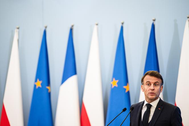 Emmanuel Macron, na chancelaria de Varsóvia, 12 de dezembro de 2024.