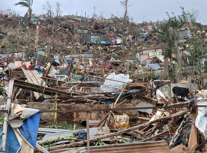 This undated photo provided by NGO Medecins du Monde on Sunday, December 15, 2024, shows a devastated hill on the French territory of Mayotte in the Indian Ocean, after Cyclone Chido caused extensive damage with reports of several fatalities.