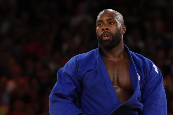 Teddy Riner, durante a final da equipe olímpica entre França e Japão na Arena Champ-de-Mars em 3 de agosto de 2024.