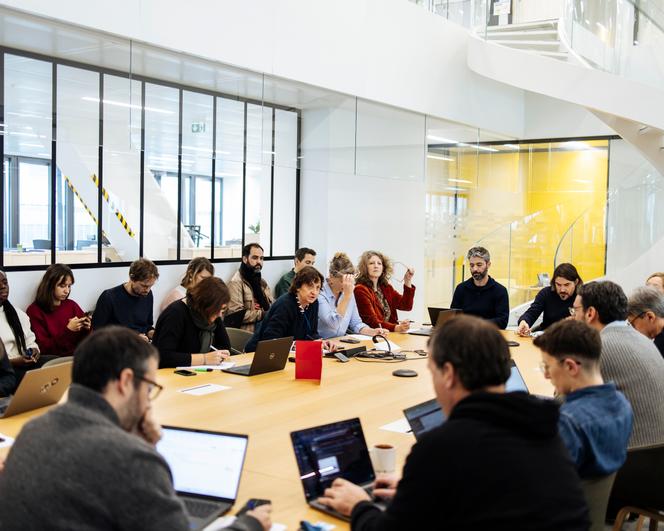 Conférence de rédaction au journal « Le Monde », le jeudi 5 décembre 2024, à Paris.