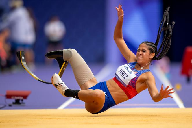 A americana Beatriz Hatz, durante os Jogos Paralímpicos, no Stade de France, em Saint-Denis (Seine-Saint-Denis), 31 de agosto de 2024. 