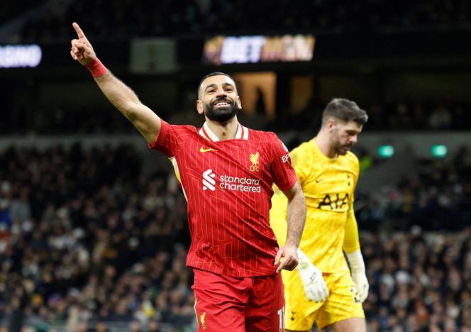 L’attaquant de Liverpool, Mohamed Salah, lors de la victoire de son équipe face à Tottenham, en championnat, à Londres, le 22 décembre 2024.
