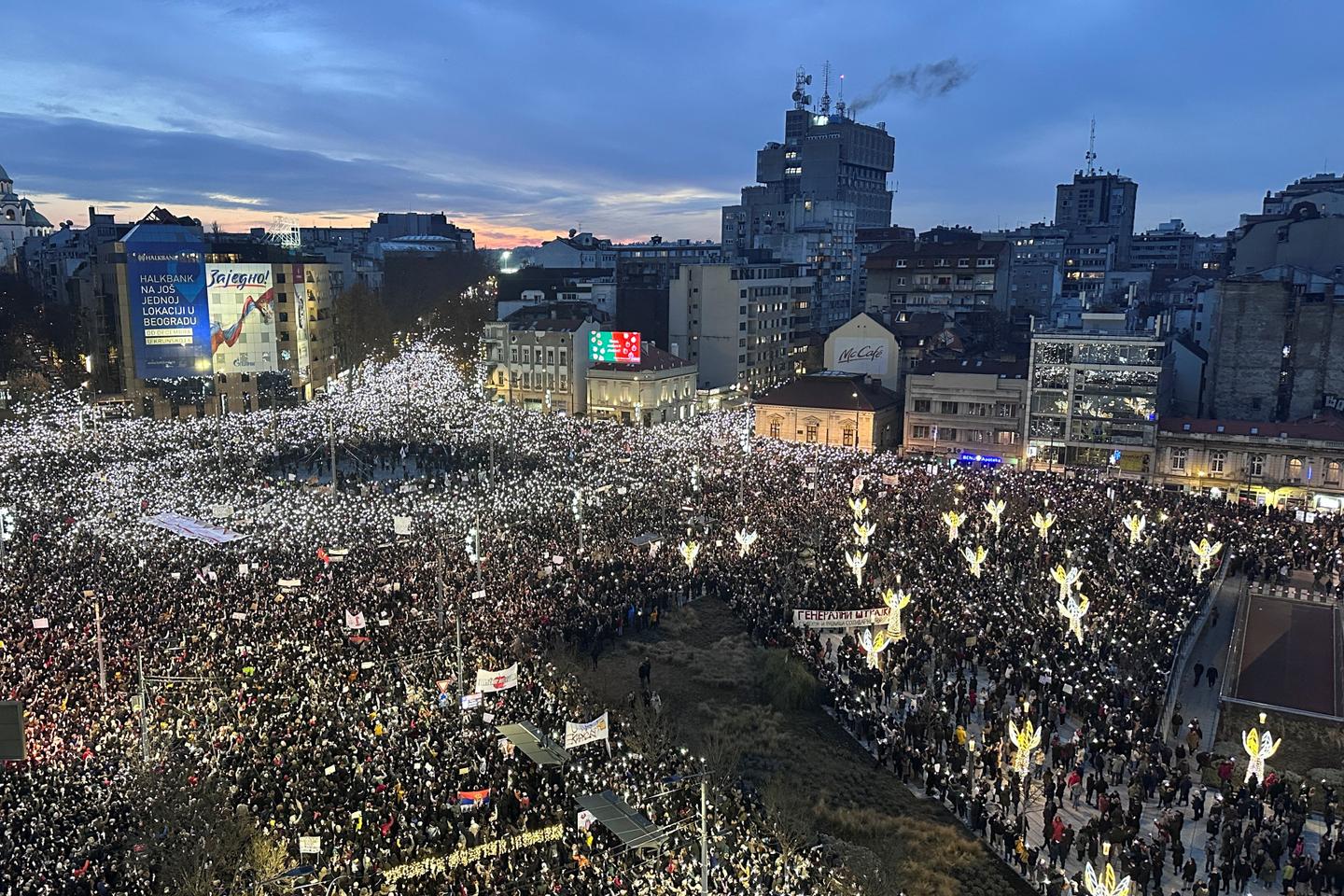 Tens of thousands protest in Serbian capital against government