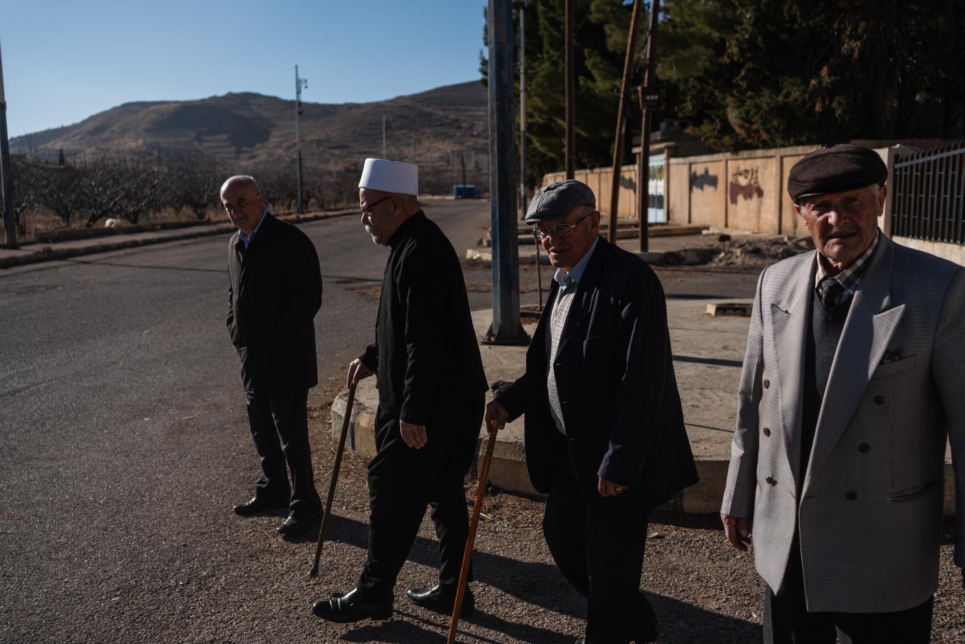 Representatives of the village of Hadar, with a population of around 12,000, live in fear of Israeli expansion in the Golan Heights, part of the Kuneitra governorate. December 19, 2024.