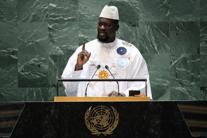 Le président de transition Mamadi Doumbouya, à la tribune des Nations unies, à New York, le 21 septembre 2023.