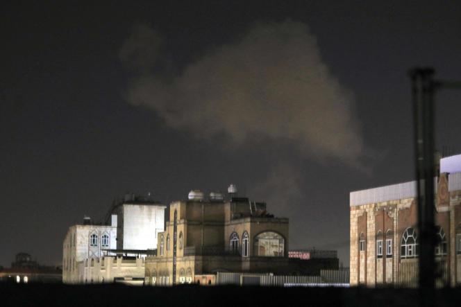 Smoke billows after an airstrike on Yemen's capital Sanaa on December 27, 2024.