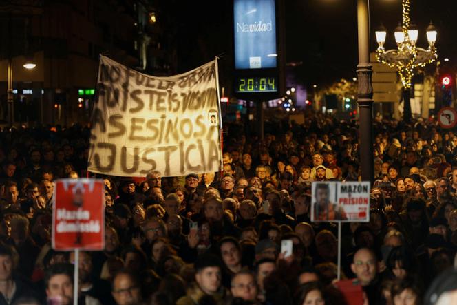 Durante a manifestação de denúncia da gestão das autoridades nas inundações mortais que afetaram a região no final de outubro de 2024. Em Valência (Espanha), 29 de dezembro de 2024.