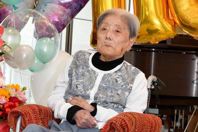 Tomiko Itooka during the celebration of her 116th birthday, in the retirement home where she ended her life, in Ashiya, on May 23, 2024.