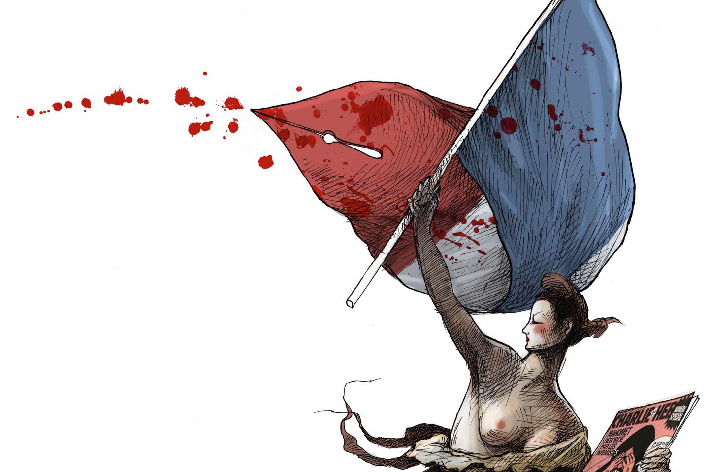 Tribute to 'Charlie Hebdo': Cartoon by Boligán