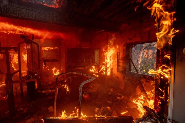 During the fire ravaging the Pacific Palisades neighborhood in Los Angeles (California), January 7, 2025.