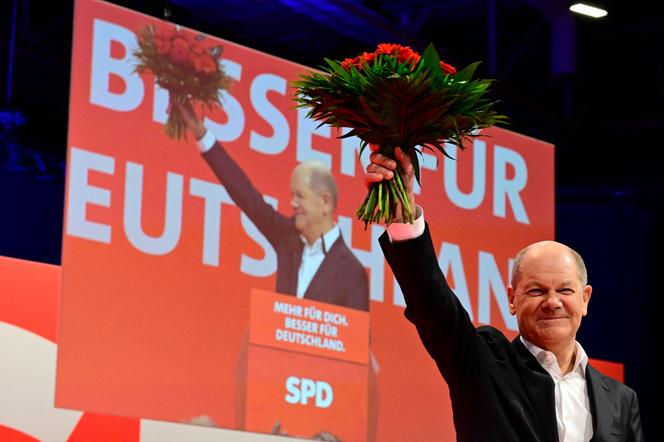 Le chancelier allemand, Olaf Scholz, lors du congrès de sa formation, le Parti social-démocrate, à Berlin, le 11 janvier 2025.