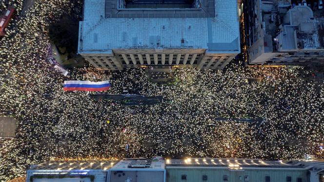 Lors de la manifestation contre la corruption des pouvoirs publics serbes à Belgrade, le 12 janvier 2025.