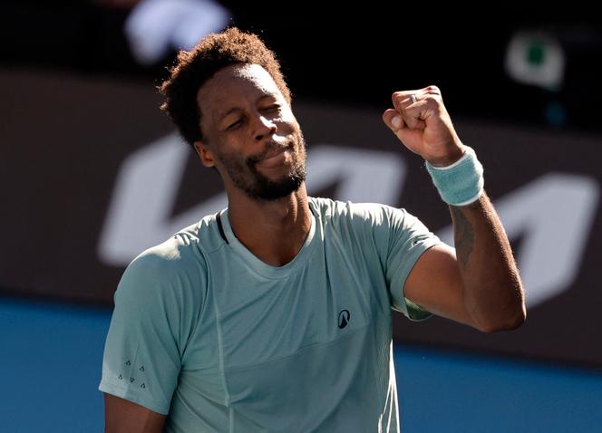 Gaël Monfils após vitória sobre o compatriota Giovanni Mpetshi Perricard, na primeira rodada do Aberto da Austrália, em Melbourne, em 14 de janeiro de 2025.