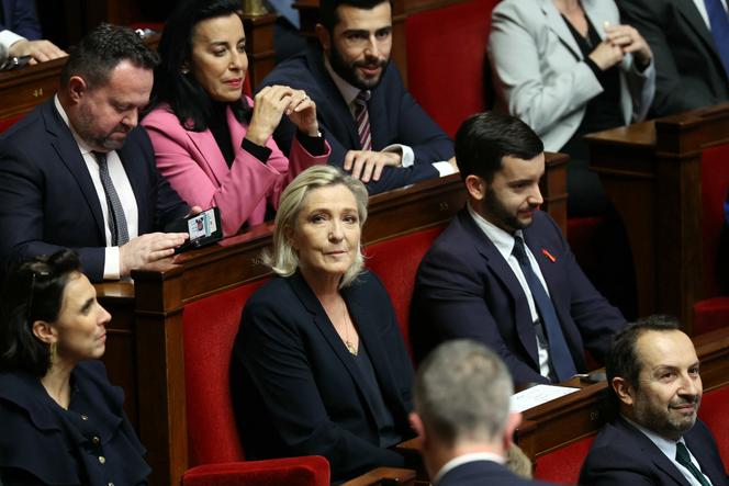 La présidente du groupe parlementaire du Rassemblement national, Marine Le Pen, à l’Assemblée nationale, le 4 décembre 2024.