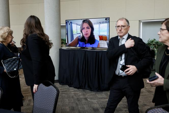 La première ministre de l’Alberta, Danielle Smith, participe à distance à la réunion des dirigeants provinciaux et territoriaux à Ottawa (Ontario), Canada, le 15 janvier 2025. 