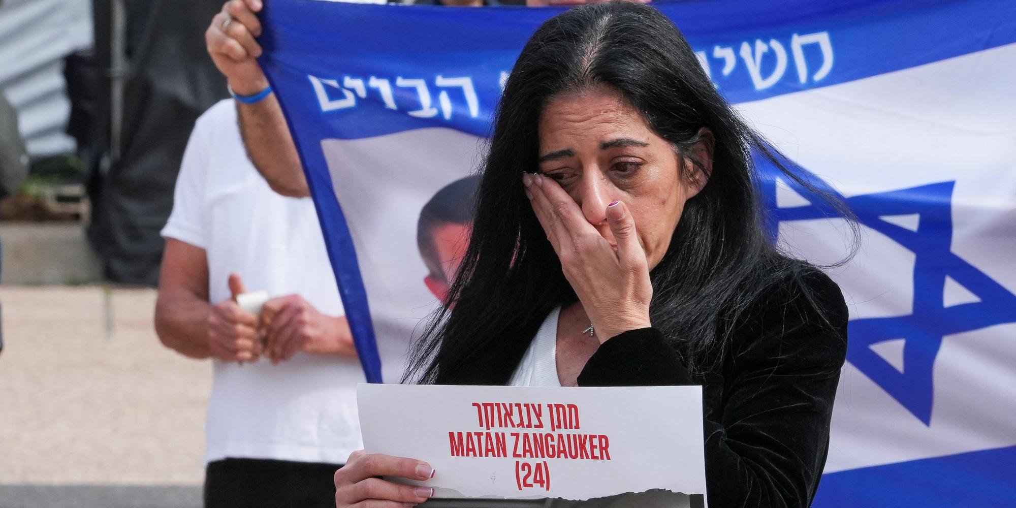 Lors d’un rassemblement en faveur de la libération des otages, à Tel-Aviv, le 17 janvier 2025.