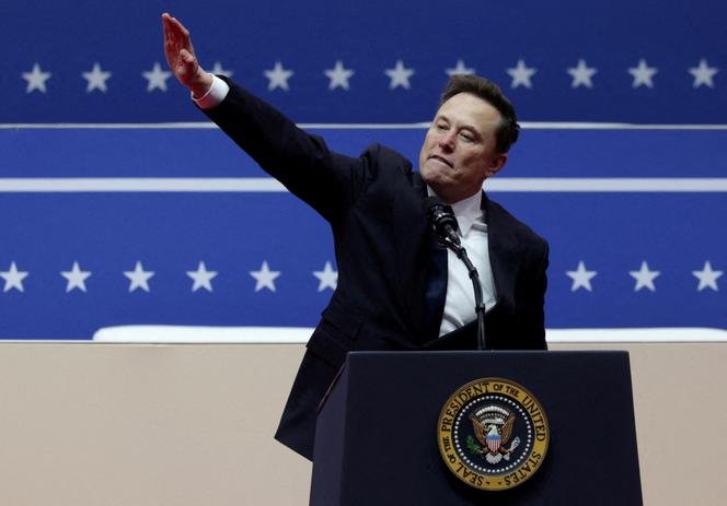 Elon Musk au podium de la Capital One Arena, à Washington, DC, le 20 janvier 2025.