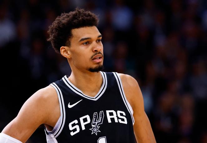 Victor Wembanyama, lors du match de NBA entre les San Antonio Spurs et les Pacers d’Indiana, le 23 janvier 2025, à l’Accor Arena, à Paris.