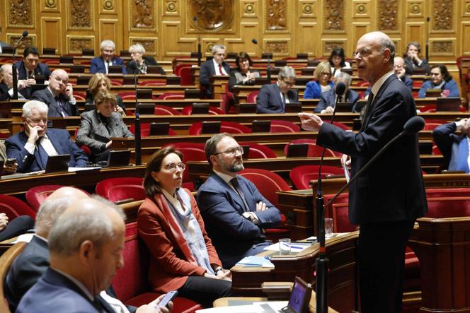 Le ministre des finances, Eric Lombard, s’exprime au Sénat, lors de l’examen du projet de budget 2025, à Paris, le 23 janvier 2025.