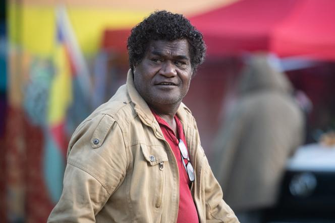 Christian Tein, président du FLNKS, à la tribu d’Azareu à Bourail, en Nouvelle-Calédonie, le 14 juin 2024.