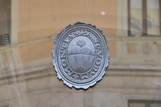 Logo de la banque Monte dei Paschi di Siena (MPS), à Sienne (Italie), le 11 août 2021.