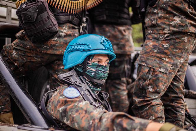 Um soldado uruguaio da MONUSCO, em Goma, sábado, 25 de janeiro de 2025.