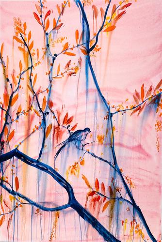 « Like a Bird 2 », d’Omar Mahfoudi (acrylique liquide sur toile, 151 cm x 101 cm, 2024).