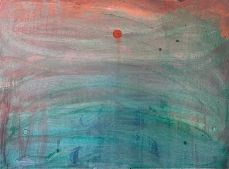 « Rising Sun », d’Omar Mahfoudi (acrylique liquide sur toile, 110 cm x 148 cm, 2024).