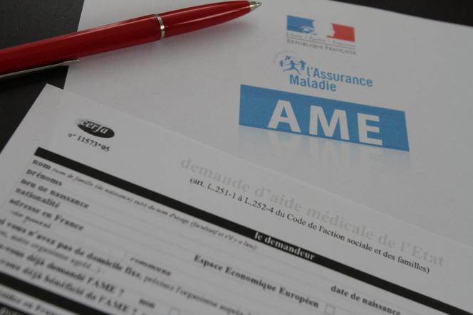 Un formulaire d'AME (aide médicale de l’Etat) de l'assurance-maladie.