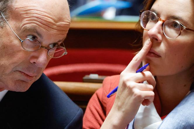 Le ministre de l’économie, Eric Lombard, et la ministre déléguée aux comptes publics, Amélie de Montchalin, au Sénat, à Paris, le 23&nbsp;janvier&nbsp;2025.