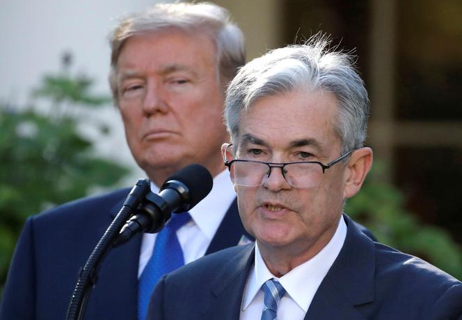 Le président des Etats-Unis, Donald Trump, et Jerome Powell, alors candidat à la présidence de la Réserve fédérale américaine, à Washington, DC, en 2017.