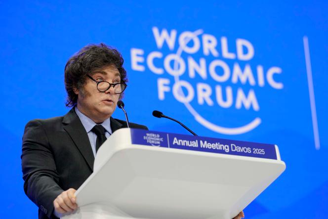 Le président argentin Javier Milei, lors de la réunion annuelle du Forum économique mondial à Davos, en Suisse, le jeudi 23 janvier 2025.