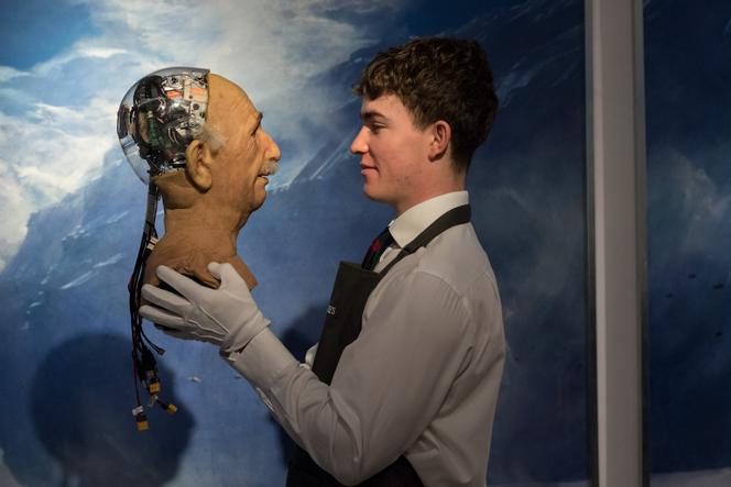 Robot head with the features of Albert Einstein, developed by Hanson Robotics in 2005, at Christie's auction house, London, November 29, 2024.