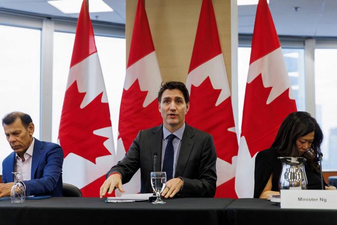 Le premier ministre canadien, Justin Trudeau, parle des relations avec les Etats-Unis alors que Donald Trump a promis d’imposer de nouveaux tarifs douaniers au Canada. A Toronto (Ontario), au Canada, le 31 janvier 2025.